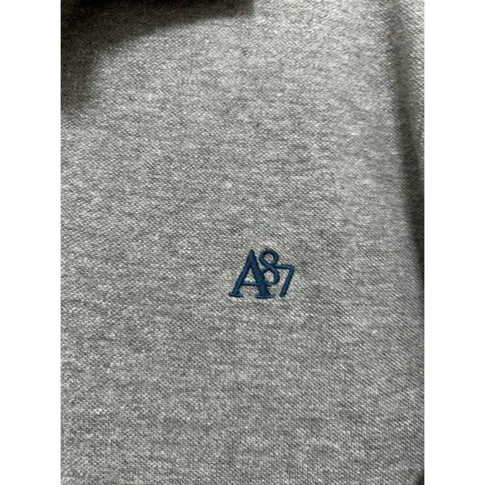Aeropostale‎ Mens Medium Grey Short Sleeve A87 Logo Pique Polo Shirt